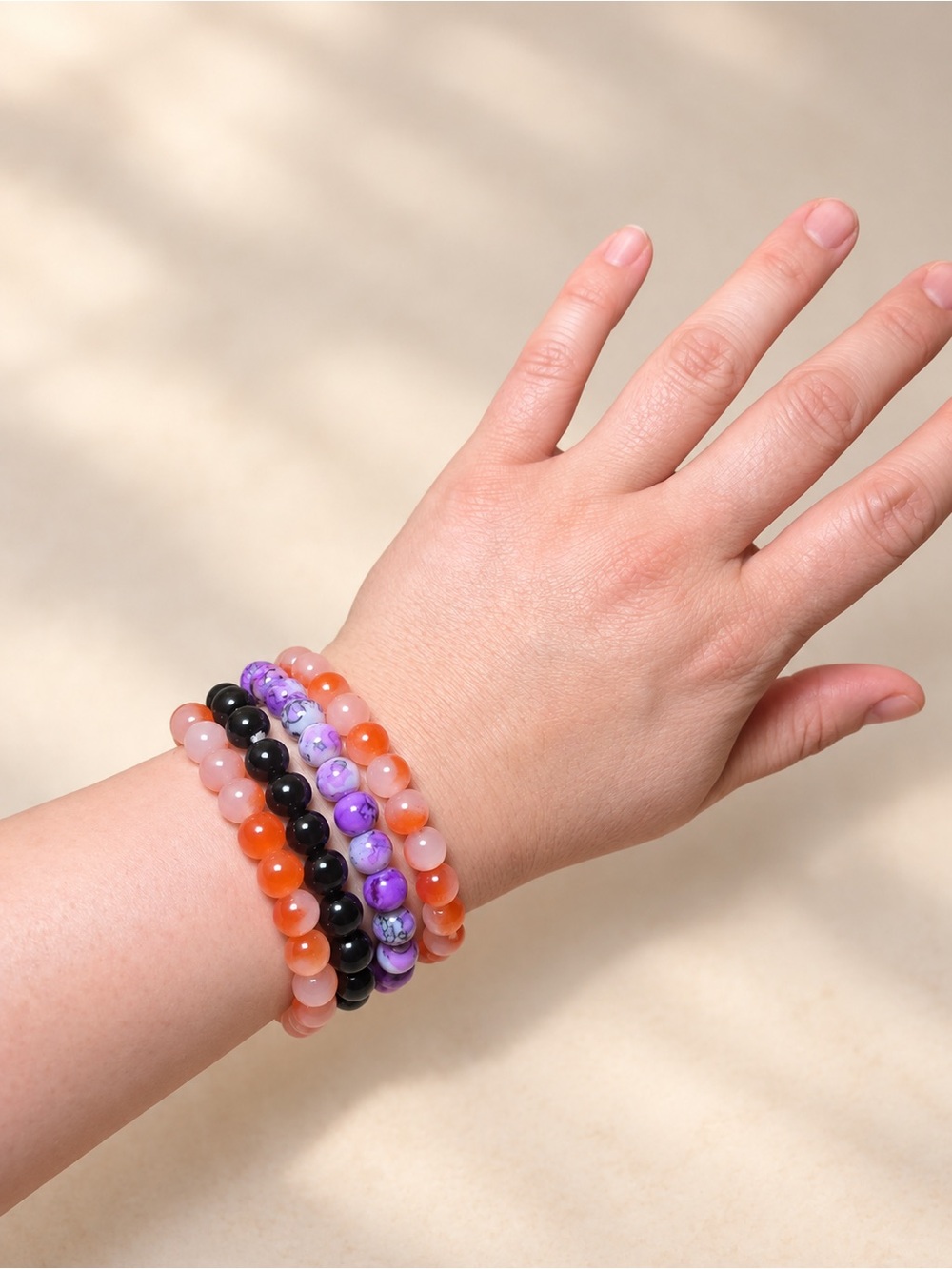 Halloween Bracelet Stack - Orange, Purple, Black